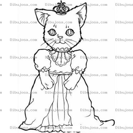 Dibujo para colorear Gata Princesa Dibujo De Gatita Princesita Con Vestido Rosado Para Pintar Y Colorear Minina Bonita