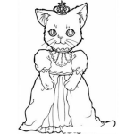 Dibujo para colorear Gata Princesa Dibujo De Gatita Princesita Con Vestido Rosado Para Pintar Y Colorear Minina Bonita