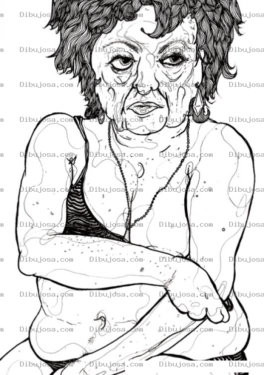 Dibujo para colorear Dibujo De Vieja Fea En Calzoneta Para Pintar Y Colorear Suegra En Traje De Bano