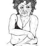 Dibujo para colorear Dibujo De Vieja Fea En Calzoneta Para Pintar Y Colorear Suegra En Traje De Bano
