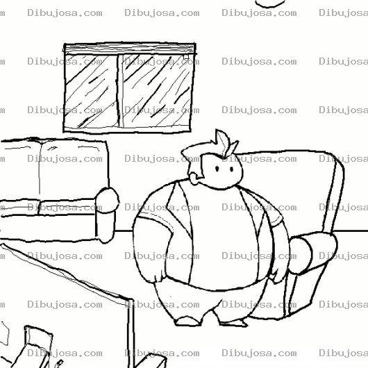 Dibujo para colorear Dibujo De Gordito En Su Sala Para Pintar Y Colorear