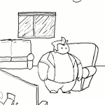 Dibujo para colorear Dibujo De Gordito En Su Sala Para Pintar Y Colorear