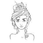 Dibujo para colorear Peinado De Frutas Para Pintar Y Colorear Dibujo De Mujer Con Pelo En Forma De Helado