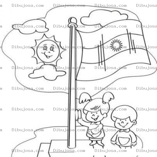Dibujo para colorear Bandera De Argentina Para Pintar Y Colorear Dibujo De Ninos Argentinos Con La Bandera De Argentina