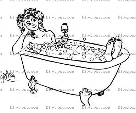 Dibujo para colorear Ibujo De Mujer En Una Tina Para Pintar Y Colorear