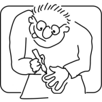 Dibujo para colorear Dibujo De Hombre Dibujando El Contorno De Su Mano Sobre Una Hoja De Papel Bond Para Pintar Y Colorear