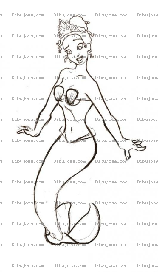 Dibujo para colorear Dibujo De Sirena Con Corona Para Pintar Y Colorear