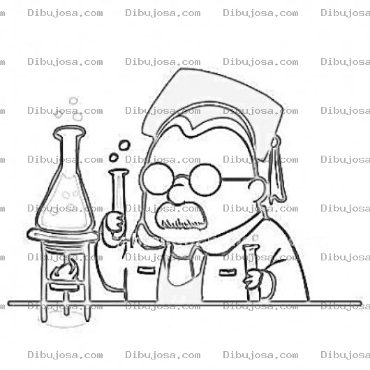 Dibujo para colorear Dibujo De Estudiante De Quimica Para Pintar Y Colorear Recien Graduado Quimico En Un Laboratorio