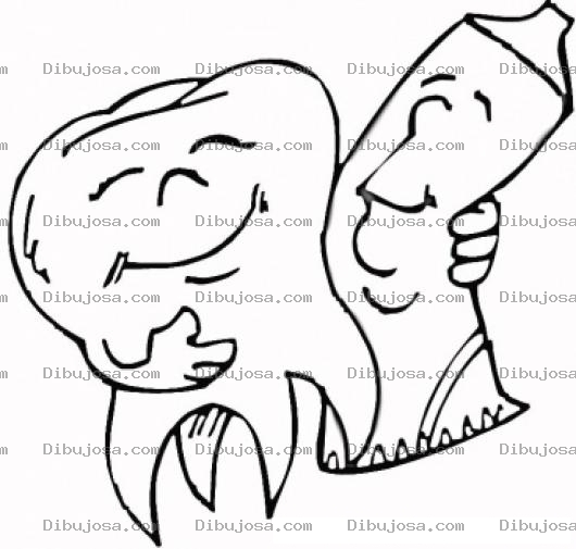 Dibujo para colorear Diente Y Pasta Dental Abrazados Para Pintar Y Colorear