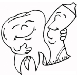 Dibujo para colorear Diente Y Pasta Dental Abrazados Para Pintar Y Colorear