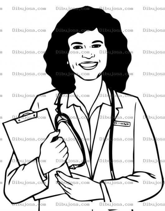 Dibujo para colorear Dibujo De Doctora Para Pintar Y Colorear Medica Con Estetoscopio