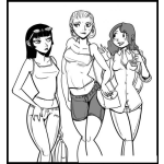 Dibujo para colorear Dibujo De Tres Amigas Bonitas Para Pintar Y Colorear