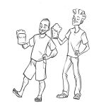Dibujo para colorear Amigosborrachos Dibujos De Dos Bolos Tomando Cervezas Para Pintar Y Colorear