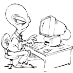 Dibujo para colorear Marciano Con Computadora Para Pintar Y Colorear