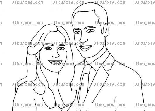 Dibujo para colorear Kate Y William Dibujo De La Princesa Kate Y El Principe Wiliam Para Pintar Y Colorear A Williamykate