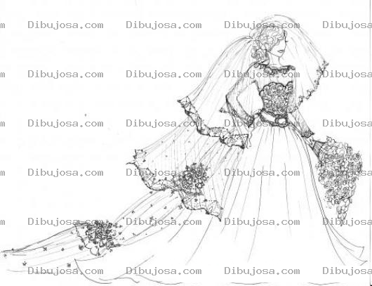 Dibujo para colorear Dibujo De Vestido De Novia Para Pintar Y Colorear