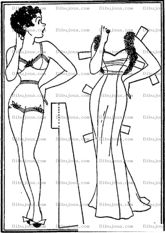 Dibujo para colorear Dibujo De Vestir Para Pintar Y Colorear A Una Chica Con Un Vestido Recortable Para Pintar Y Colorear
