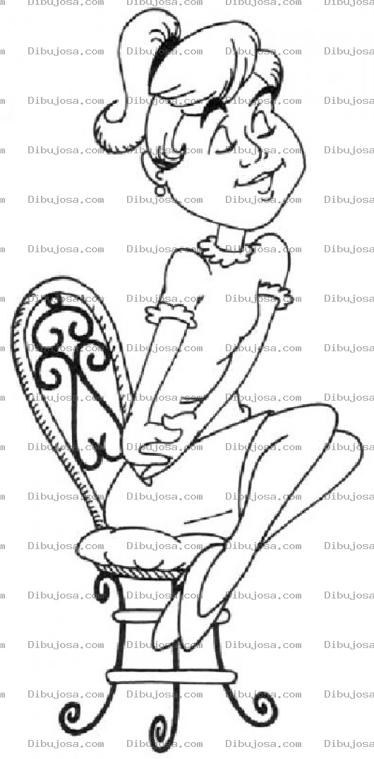 Dibujo para colorear Mujer Con Los Ojos Cerrados Sentada En Una Silla Para Pintar Y Colorear