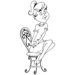 Dibujo para colorear Mujer Con Los Ojos Cerrados Sentada En Una Silla Para Pintar Y Colorear