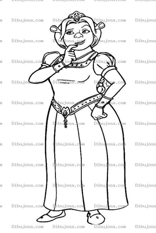 Dibujo para colorear Colorear a Fiona de Shrek con un dedo en la boca