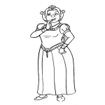 Dibujo para colorear Colorear a Fiona de Shrek con un dedo en la boca