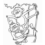 Dibujo para colorear Dibujo De Dos Monos Para Pintar Y Colorear A 2 Monos