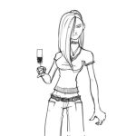 Dibujo para colorear Dibujo De Chica Con Copa De Vino Para Pintar Y Colorear