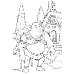 Dibujo para colorear Colorear a Shreck abrazando al burro