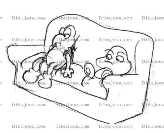 Dibujo para colorear Enemigos De Mario Bros Sentados En Un Sofa Para Pintar Y Colorear Dibujo De La Tortuguita Y El Hongito De Supermariobros