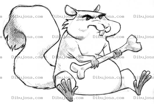 Dibujo para colorear Ardilla Carnivora Dibujo De Ardilla Con Hueso Para Pintar Y Colorear