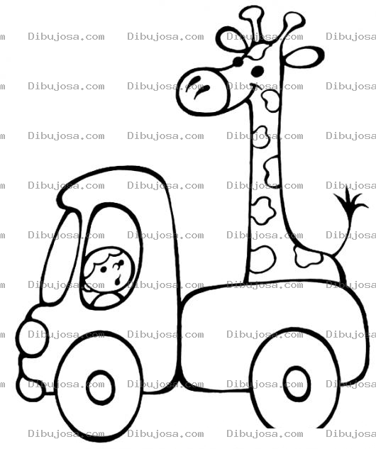 Dibujo para colorear Dibujo De Jirafa En Un Camion Para Pintar Y Colorear