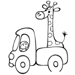 Dibujo para colorear Dibujo De Jirafa En Un Camion Para Pintar Y Colorear