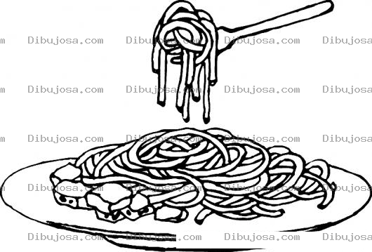 Dibujo para colorear Espageti Con Queso Dibujo De Un Plato De Espagetis Para Pintar Y Colorear Spaghetti Al Forno