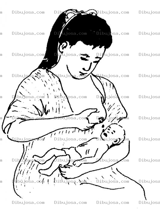 Dibujo para colorear Lactancia Materna Dibujo De Una Madre Dandole Pecho A Su Bebe Para Pintar Y Colorear Leche Materna