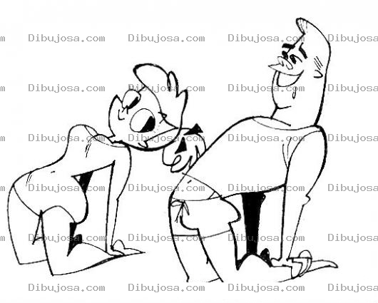 Dibujo para colorear Ejercicios De Estiramiento Dibujo De Chica Con Entrenador Personal Haciendo Ejercicios De Calentamiento Para Pintar Y Colorear