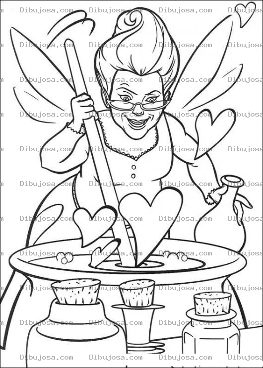 Dibujo para colorear Colorear hada de shreck cocinando