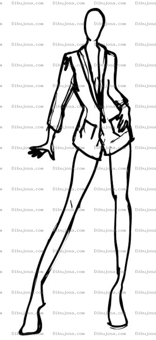 Dibujo para colorear Mujer Calva Dibujo De Mujer Alta Delgada Y Sin Pelo Para Pintar Y Colorear Chica Pelona