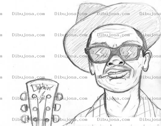 Dibujo para colorear Dibujo De Negrito Con Guitarra Para Pintar Y Colorear