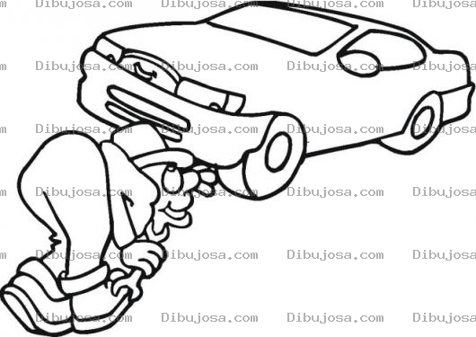 Dibujo para colorear Dibujo De Mecanico Viendo Un Carro Por Abajo Para Pintar Y Colorear