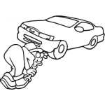 Dibujo para colorear Dibujo De Mecanico Viendo Un Carro Por Abajo Para Pintar Y Colorear