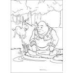 Dibujo para colorear Colorear a Shrek sentado frente al lago