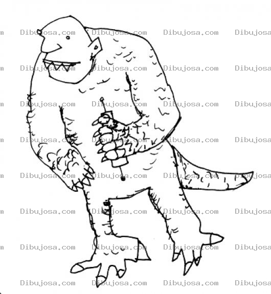 Dibujo para colorear Disfraz De Dinosaurio Dibujo De Un Hombre Con Cuerpo De Dinosaurio Para Pintar Y Colorear Hombresaurio