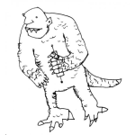Dibujo para colorear Disfraz De Dinosaurio Dibujo De Un Hombre Con Cuerpo De Dinosaurio Para Pintar Y Colorear Hombresaurio
