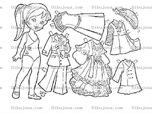 Dibujo para colorear Dibujo De Vestir A Una Munequita Con Varios Vestidos Para Imprimir Colorear Y Recortar