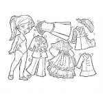 Dibujo para colorear Dibujo De Vestir A Una Munequita Con Varios Vestidos Para Imprimir Colorear Y Recortar