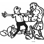 Dibujo para colorear Pelea De Box Dibujo De Referi De Boxeo Parando Una Pelea Por Knock Out Para Pintar Y Colorear Boxeadores