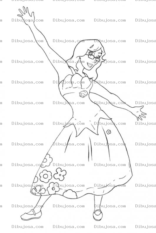 Dibujo para colorear Dibujo De Chica Con Falda De Flores Para Pintar Y Colorear