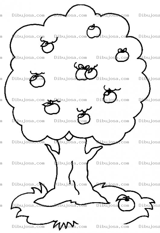Dibujo para colorear Dibujo De Un Arbol De Manzanas Para Pintar Y Colorear