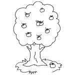 Dibujo para colorear Dibujo De Un Arbol De Manzanas Para Pintar Y Colorear