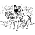 Dibujo para colorear Dibujo De Una Pareja De Esposos Montando A Caballo Para Pintar Y Colorear